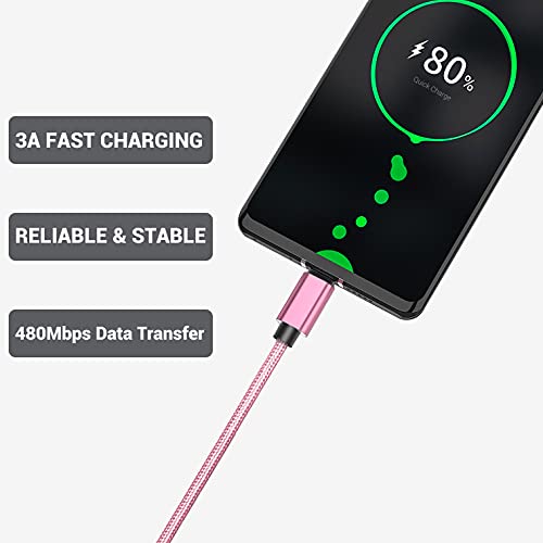 Short USB C Cable [4-Pack 8 inch], 3A Fast Charging USB 2.0 Data Transfer to Type C Phone Charger Cord Nylon Braided Compatible with Samsung Galaxy S10 S9, Pixel 3, LG V30, Charging Station | USB 2.0 Data Transfer, Nylon Braided, Colorful, USB A to USB C