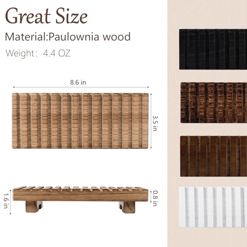 Bathroom Tray Rustic Farmhouse Decor Wood Stand, 8.6" * 3.6" Brown | Waterproof, Lightweight, Easy Clean, Wood Riser Kitchen soap holder Accessories for Office Desk, Vanity, Counter, Sink - color: Brown, size: 8.7" x 3.6" x 1.6"