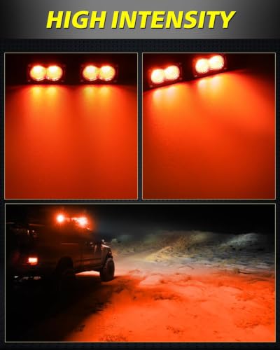 Red LED Pods 3" 40W Diffused CREE LED Pod Lights | Red LED Chase Light Bars Fishing Hunting Emergency Safety Signal Trailer Lights for Truck Pickup Tractor Van Boat UTV - color: Red