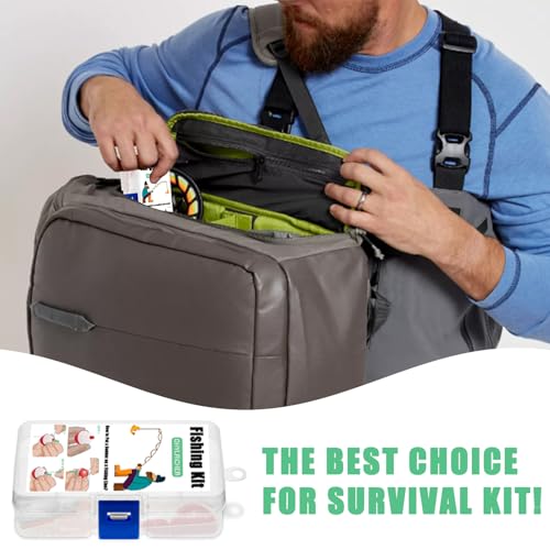 Compact Mini Fishing Kits Bulk – Emergency Survival Fishing Tackle Kits with Case for Beginners, Outdoor Operation, Shoebox Stocking Stuffer for Kids