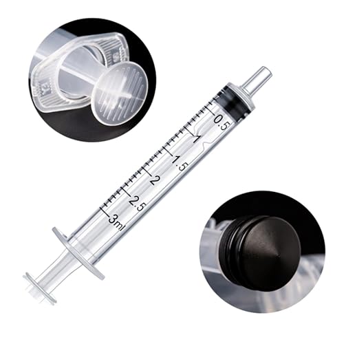 50 Pack 3ml Syringe for Liquid Without Needle,Syringe with Cap,Individually Wrapped,Measurement for Scientific Labs,Measuring Liquids,Pet Feeding,Oil or Glue Applicator (A 50 Pack 3ml) Straight Mouth - size: A 50 Pack 3ml