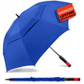 62/68/72 Inch Large Golf Umbrella Windproof Waterproof Auto Open | Oversized Double Canopy Vented, 210T Waterproof Pongee Fabric, Light Fiberglass Frame, Unique Red Foam Handle - color: Royal Blue-Red Handle, size: 62"