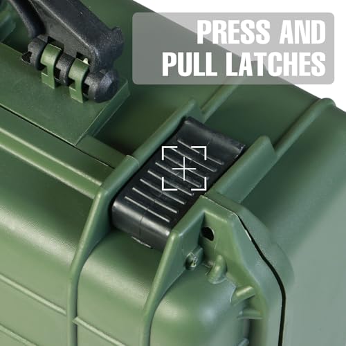 Jack Boss Waterproof Hard Camera Case with Pre-cut Foam,Green | Portable Protective Hard Shell Case With Updated Plastic Material,Fit Drones,Camera,Equipments,18x13.6x6.8 Inch - color: GREEN