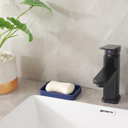 MicoYang Silicone Kitchen Sink Organizer Tray for Multiple Usage,Easy Clean Sponges Holder for Kitchen Bathroom Counter or Sink,Dish Soap Dispenser,Scrubber,Bottle,Cup Navy Blue 4.9”x 3.2” - color: Navy Blue, size: 4.9" x 3.2" x 0.7"