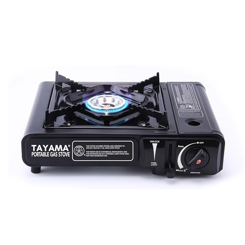8,000 BTU Black Butane Gas Portable Camping Stove