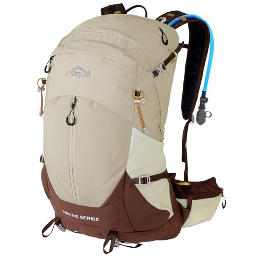 IX INOXTO Hiking Backpack, Camping Backpack, 30L Waterproof Hiking Daypack with 3L Water Bladder and Rain Cover (Khaki) - color: Khaki
