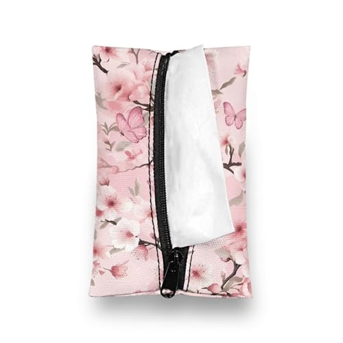 Flashideas Cherry Blossom Tissue Holder Reusable Travel Tissue Pouch Tissue Holder for Purse Soft Coins Tissue Pouch Pocket Coins Tissue Pouch for Bag Car Office Home - color: Cherry Blossom