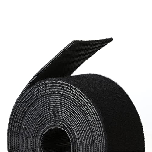 Reusable Hook & Loop Strong Grip Fastener Roll with Soft Touch Microfiber Velour 3/4" x 16' (3/4" Wide, 16 Feet Long) - Black - size: 3/4" x 16' Black Velour