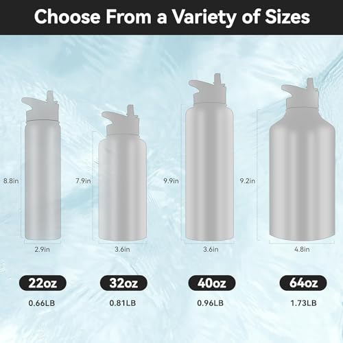 HASLE OUTFITTERS Insulated Water Bottle 22 oz Double Wall Stainless Steel Water Bottle Wide Mouth with Straw Lid & Spout Lid Keeps Cold or Hot(Blue Black Gradient,1) - color: Blue Black Gradient, size: 22 Ounces