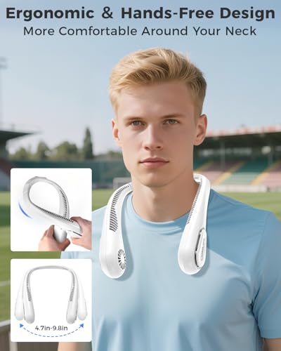 Portable Bladeless Neck Fan, Fathers Day Gift for Men Dad Blue Collar Workers, Birthday Gift for Mom Women Teacher, Wearable Cooling Fan Rechargeable for Camping Travel Beach Golf Cruise Essentials - color: White