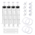 4Pack 30ml Plastic Syringe with 39in Tubing, 4 Sets 3.2mm Luer Adapters, Clear Dispensing Syringe for Oil Extraction, Plant Watering, Hobby Crafts, Liquid Transfer Fluid Pump Tool - size: 30 ML
