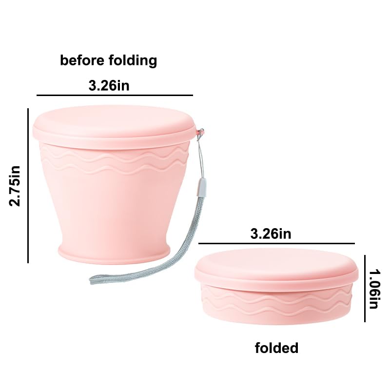 Silicone Collapsible Travel Cup, Collapsible Cups for Traveling, Hot and Cold Drinks, Leak Proof Reusable Water Bottle with Lanyard for Camping Hiking Office Work (Pink, 9.22oz) - color: Pink