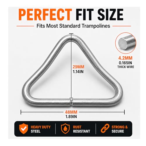 20PCS Trampoline Triangle Buckle Stainless Steel Triangle Ring Buckle V- Rings for Trampoline Replacement Parts Bag Trampoline Mat Craft