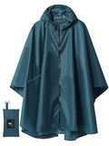 SaphiRose Adult Rain Poncho Waterproof Hooded Zipper Raincoat with Pockets - color: Deep Blue