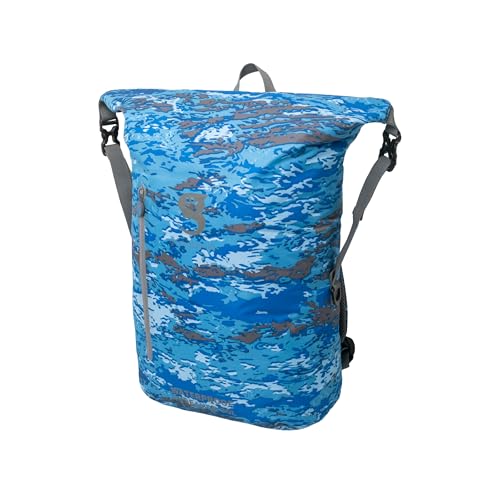 geckobrands Lightweight 30L Waterproof Backpack - Lightweight Watertight Outdoor Bag Hiking Traveling Light Water Activities - color: Ocean Geckoflage