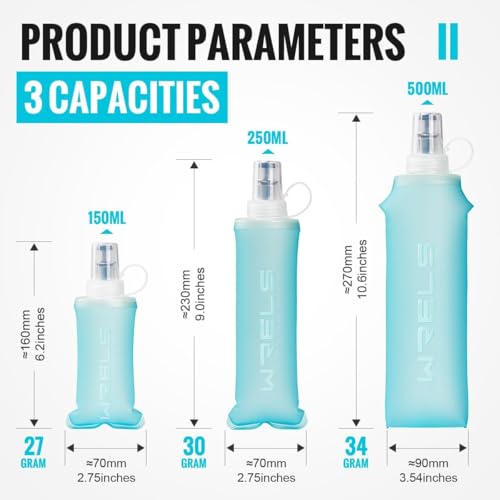 Soft Flasks Running Water Flask Folding Soft Water Bottles Small for Outdoor Sports Hiking Hydration Pack 5oz/8oz/17oz(WHITE,8oz*2) - color: White, style: 250ml/8oz-2 Pack