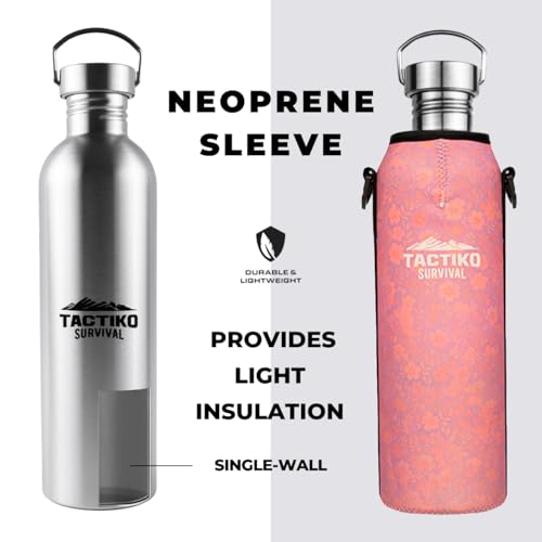 Tactiko Stainless Steel Wide Mouth Water Bottle | Single Wall Boil-Safe - color: Pink, size: 51 oz/1500 ml