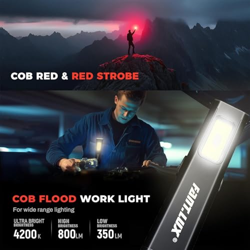 Pocket Flashlight, Compact Multi-Modes EDC Flashlights, USB-C Rechargeable, IPX4, Dual Material with Magnetic Base, Hat & Clothes Clip, Red/Blue Strobe(4)