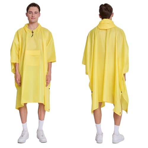 Multi functional cape hooded raincoat suitable for outdoor camping and hiking, suitable for both men and women - color: Yellow
