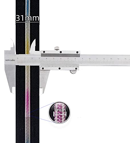 Sawoake Nylon Coil Zipper 10 Yards Bulk, #5 White with Gold Teeth, Includes 10PCS Sliders for DIY Sewing, Crafts, Bags, Apparel Repair (#5 Gold White) - color: Gold-White