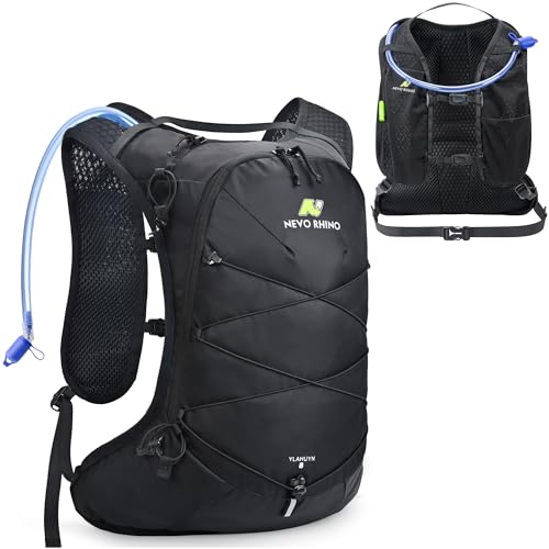 N NEVO RHINO Hydration Backpack with 70 oz/ 2L Bladder, Hiking Water Pack - color: Black