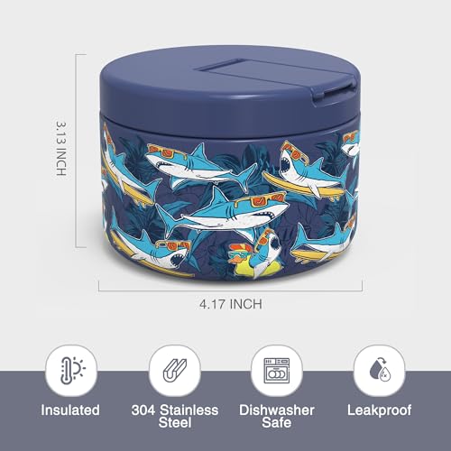 LOHASOK Kids Insulated Thermo for Hot Food Soup, 12oz - color: Blue Shark, size: 12 ounces