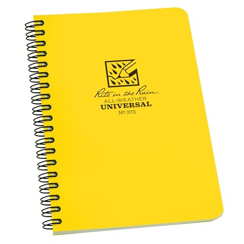 Rite in the Rain Weatherproof Side Spiral Notebook, 4.625" x 7", Yellow Cover, Universal Pattern (No. 373) | writing-pencils - color: Yellow, size: 1 Pack, style: Universal