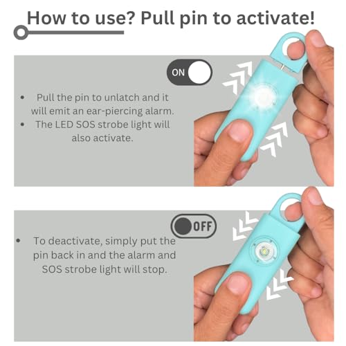 The Original Personal Safety Alarm for Women - Loud Siren, Strobe Light and Key Chain 2.0 Version (Aqua) - color: Aqua