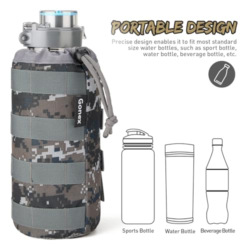 Gonex MOLLE Bottle Pouch, Drawstring Water Bottle Holder | 900D Oxford, Mesh Bottom, Fits MOLLE Packs & Vests, Flexible Height, Holds Bottles or Umbrellas - color: Camo Green