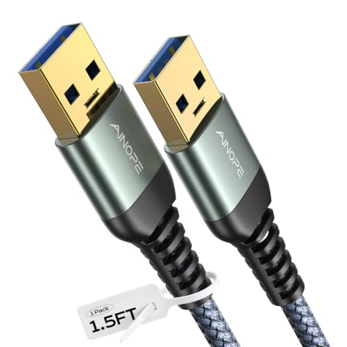 AINOPE USB to USB Cable, 1.5FT*1Pack USB 3.0 A to A Male to Male Cable [Never Rupture] Double End Type A Cord for Data Transfer, Compatible with Hard Drive Enclosures, Laptop Cooler, KVM, DVD Player - color: Grey, size: 1.5FT