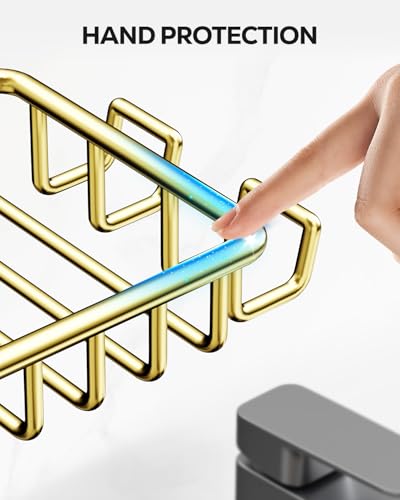 Nieifi Bar Soap Holder for Shower Wall, Adhesive Soap Dish for Bathroom | Stainless steel, razor holder, 4 hooks, soap dish for shower, wall mounted, soap caddy, sponge holder, rustproof, golden - color: Gold, size: 1 Pack