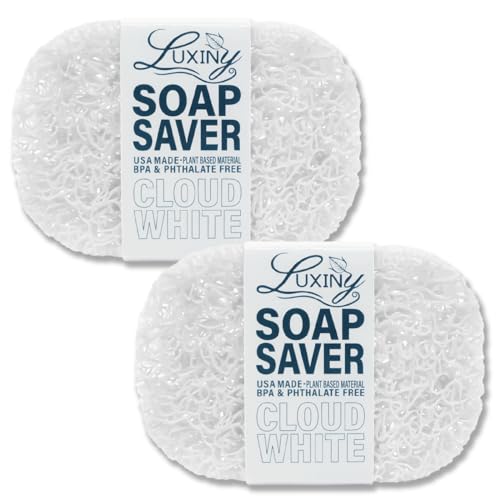 Soap Savers for Bar Soap, American Made by Luxiny, Lifts Soap in Soap Dishes & Shower Soap Holders - Handmade Soap Lasts Longer - Made from Plant Based Materials (White - 2 Pack) - color: White - 2 Pack