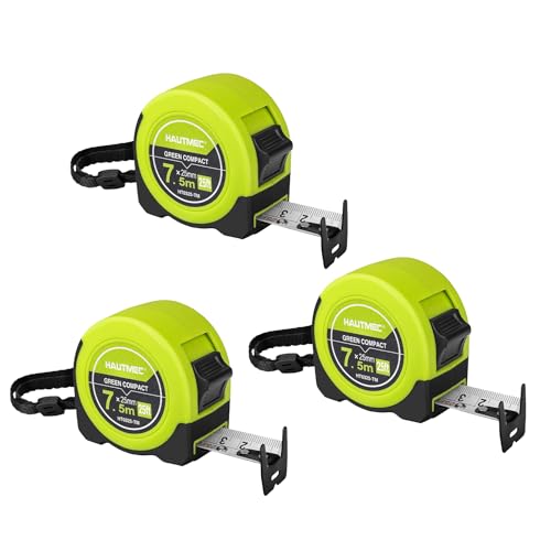 HAUTMEC Tape Measure 25ft with Fractions 1/8 – Dual Scale Metric & Imperial Measuring Tape Retractable – Compact Economical for Home DIY Renovations Crafting Quick Fixes HT0325-3PC - style: 25ft-3PCS