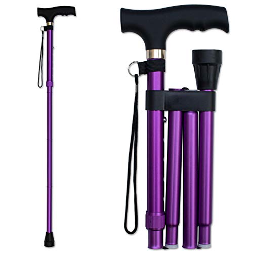 RMS Folding Cane, Adjustable, Lightweight Offset Walking Cane - color: Lavender