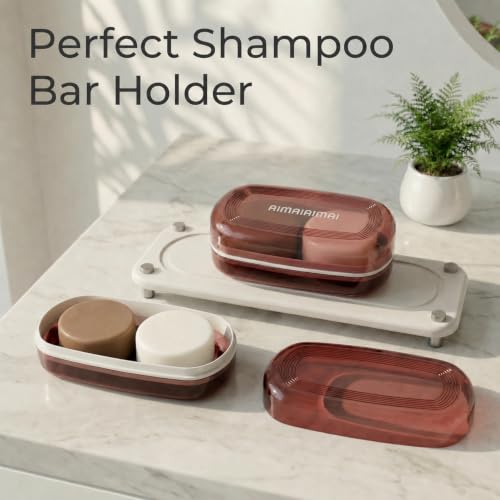 AIMAIAIMAI Shampoo Bar Holder Travel Case for Two Bars, Large Soap Container for Bathroom or Travel (1 Pack, Red Style A-Large) - color: Red Style A-large