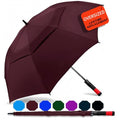 62/68/72 Inch Large Golf Umbrella Windproof Waterproof Auto Open | Oversized Double Canopy Vented, 210T Waterproof Pongee Fabric, Light Fiberglass Frame, Unique Red Foam Handle - color: Wine Red-Red Handle, size: 62"