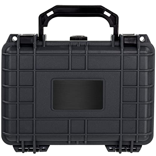 Eylar Protective Gear and Camera Hard Case with Custom Logo Engraved Plate TSA Approved 8.12 inch 6.56 inch 3.56 inch, Customizable Pluck Foam, Lockable for Cameras, Lenses, Drones, Gear (Black) - color: Black