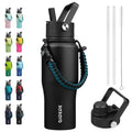 BJPKPK 23oz Insulated Water Bottle with Straw Lid, Stainless Steel Bottle - color: Black, style: 23oz
