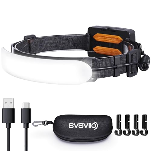svsviio Headlamp Rechargeable PRO+,7500mAh 1500 Lumen Super Bright 230°Beam LED Head Lamp,Head Lights for Forehead,3 Modes,IPX6 Headlamps for Adults Camping/Mechanic/Hard Hat - size: 7500mAh
