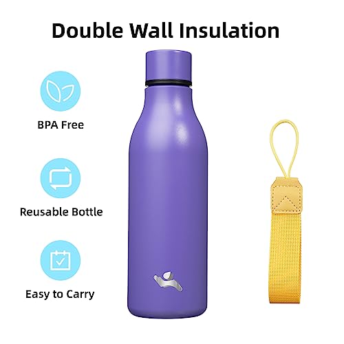 Konokyo 18 oz Insulated Stainless Steel Metal Water Bottle with Strap - color: Purple, size: 18 Ounces
