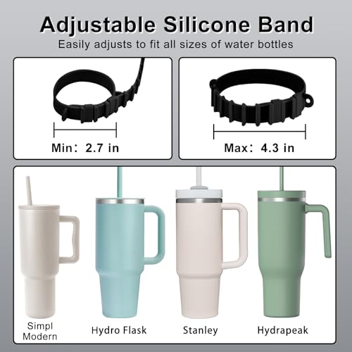 Water Bottle Holder with Strap for Stanley Cup Accessories,Adjustable Shoulder Strap Compatible with Stanley Tumbler,Owala,Hydroflask, YETI and More - color: Black