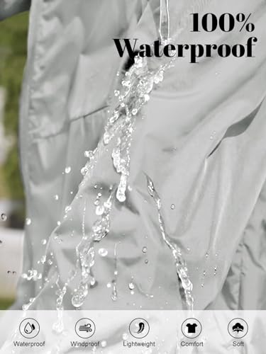 CRIPOM Light Weight Rain Jacket Women Waterproof Windbreaker Travel Rain Coats for Women Packable S-XXL - color: Grey, size: Large