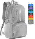 ZOMAKE Lightweight Packable Backpack, 35L Foldable Daypack (Silver Grey) | Light Hiking Backpacks Water Resistant Collapsible Day Pack for Travel, Everyday Carry, Multi-Pocket Layout, Heavy Duty Nylon - color: Sliver Grey, size: 35L