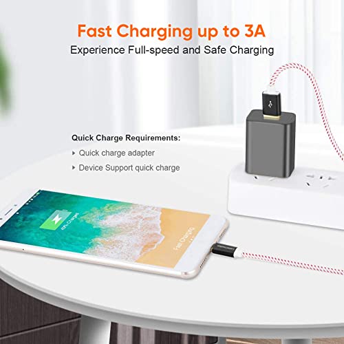 Short USB C to USB A 1.6ft,USB A to Type C Cord for iPhone/Laptop/Carplay | Anti Tear Braided, 0.5ft~10ft, 3A Fast Charging, 480Mbps, 56Kohm Pull-up Resistor,for Powerbank Cellphone Android Auto - color: Red, size: 1.6FT