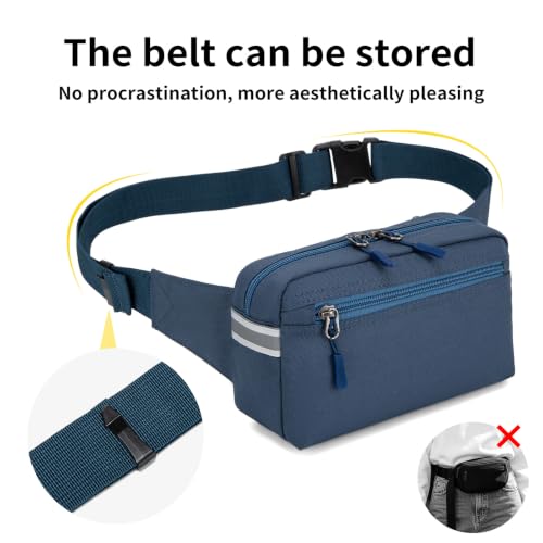 Mini Hiking Waist Bag, 3-Pocket 1.7L RFID Blocking Fanny Pack for Men Women - color: Blue