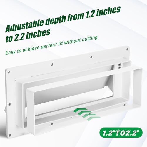 Aluminum RV Stove Vent Cover, Adjustable Depth without Cutting, Butyl Tape, Kitchen Exterior Vent Cover,Camper Range Hood Replacement,Comes with Necessary Accessories for Installation