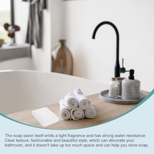 uxcell 2 Pcs Self Draining Silicone Soap Dish, Soap Tray with Drainage for Bathroom Shower Kitchen Sink, 4.5" x 3.1" x 0.4", White - color: White
