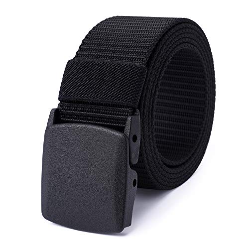 Mile High Life | Nylon Web Belt | Outdoor Military Belt | TSA Safe Buckle Plastic/Metal - color: Black-navy 2pc