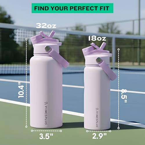 18oz Stainless Steel Water Bottle with 2 in 1 Lid | Triple Wall Vacuum Insulated | Leak-Proof, Carry Handle, Wide Mouth Travel Mug | BPA-Free for Kids & Adults (Lavender Cream, 18oz) - color: Lavender Cream, size: 18 Ounces