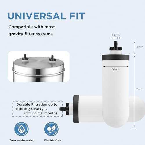 2-Stage Filtration Ceramic Purification Elements Washable and Reusable 8.5-Inch Composite Ceramic Filters Replacement For Gravity Water Filtration System 2 Pack - style: Composite Ceramic Filter